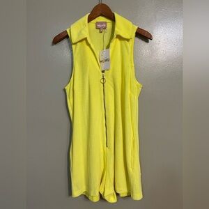Show Me Your Mumu Reno Neon Yellow Sleeveless Terry Romper Size XS NWT